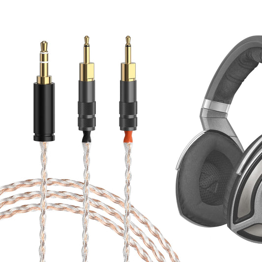 GEEKRIA Apollo Copper Silver Braided Audio Cable Compatible with Sennheiser HD700, 3.5mm/6.35mm HiFi Replacement Headphone Cord for High-Resolution…