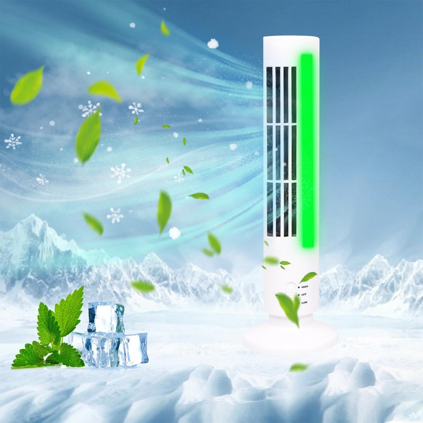 awakentti Desk Fan, Bladeless Vertical Electric Air Conditioning Fan, Energy-Saving Quiet Floor Fan, Tower Fan for Home, Living Room (white)