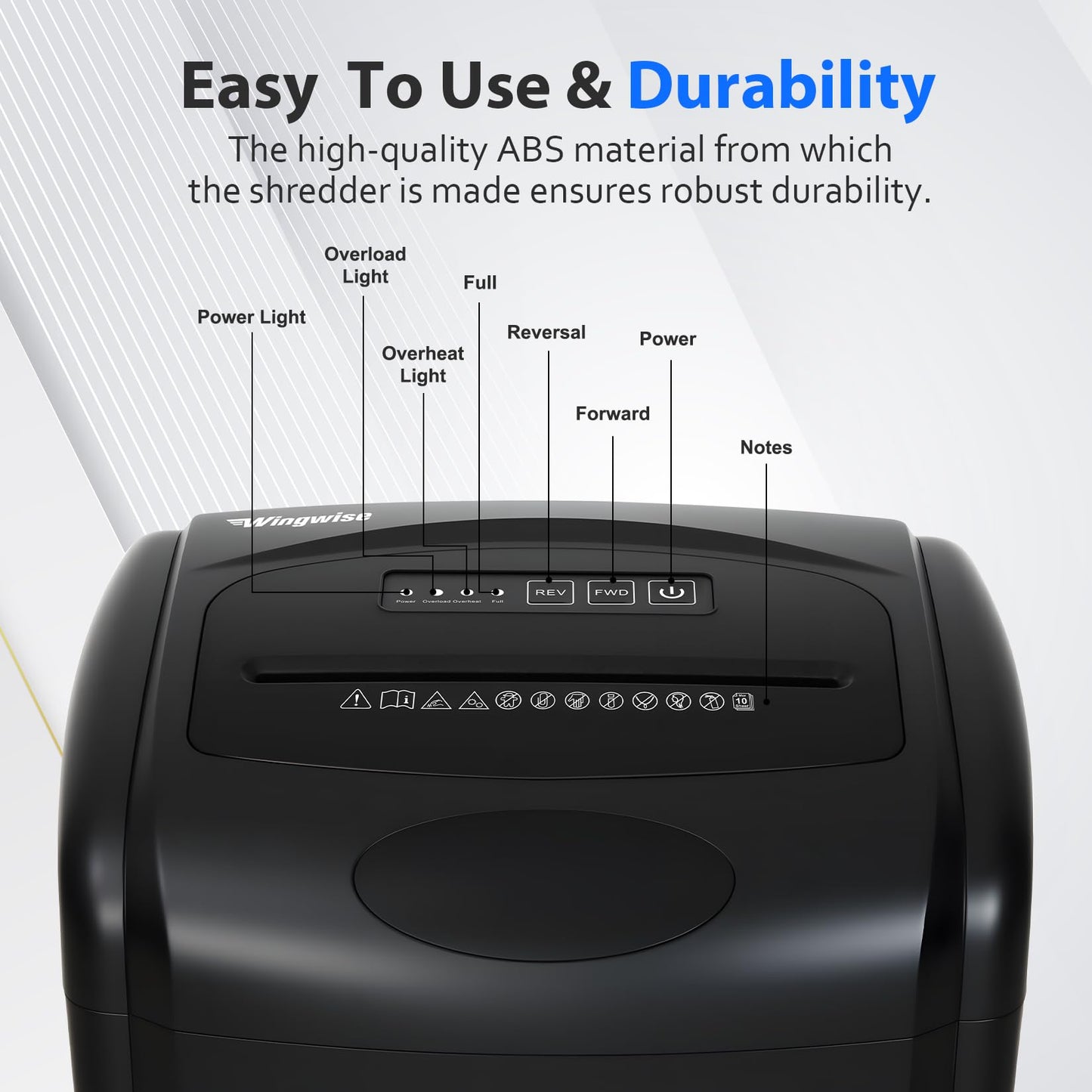 Low Noise 48dB Paper Shredder for Home, 10-Sheet Micro Cut, P-5 High Security, CD/Credit Card Shredder, 7.9 Gallons Wastebasket, Black
