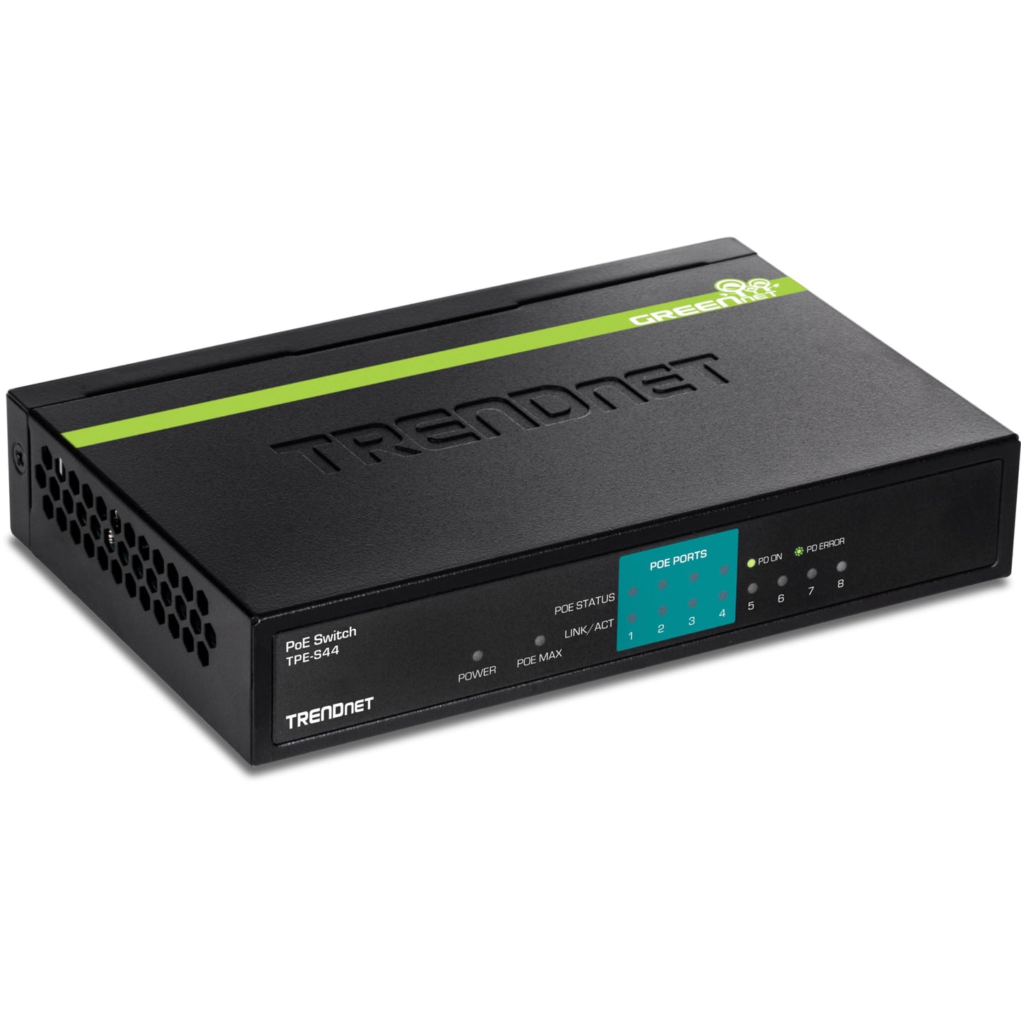 TRENDnet 8-Port PoE Switch, TPE-S44, Ethernet Splitter, 30W Power Budget, 1.6 Gbps Switching Capacity, 10/100Mbps, NDAA & TAA Compliant, Lifetime