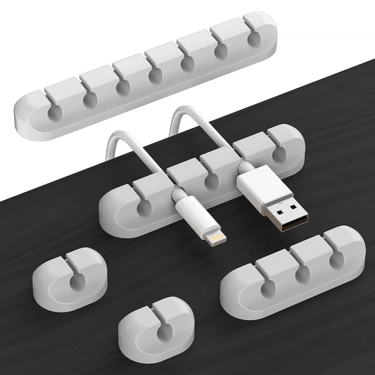 Desk Accessories for Charging Organizer - 5 Packs Grey Computer Desk Accessories and Adhesive Cord Organizer for Cable Holder Cleans Up Messy Wires