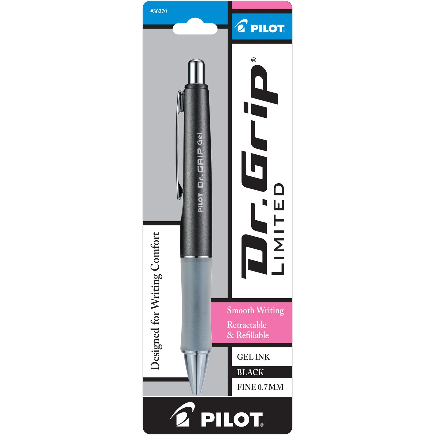 Pilot Dr. Grip Limited Refillable & Retractable Gel Pen, Black, Single Pen