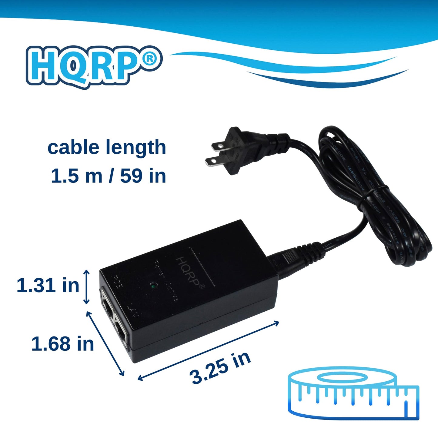 HQRP 48V PoE Injector Adapter Power Supply 10/100Mbps IEEE 802.3af for Cisco, Polycom, Aastra, TP-Link TL-POE150S, TRENnet TPE-113GI, Axis, EnGenius