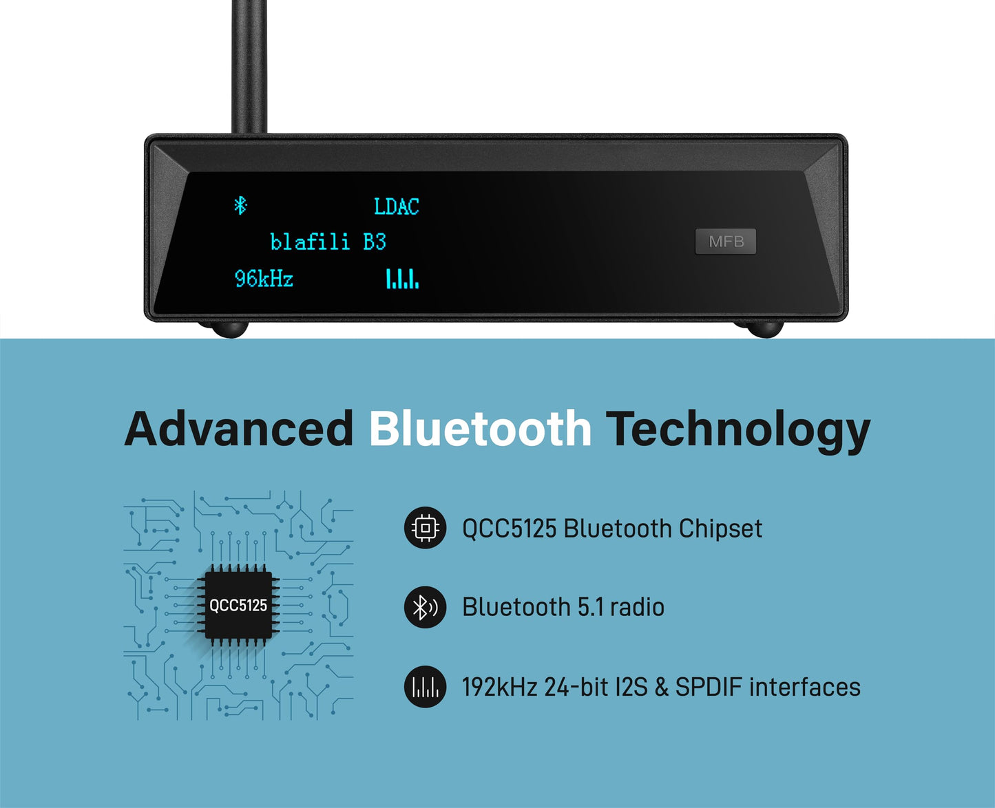 blafili B3 Professional XLR Bluetooth v5.1 Music Receiver, LDAC & aptX HD Streamer, Built-in ESS DAC, Analog RCA, Digital Optical and COAXIAL Outputs
