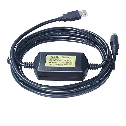 Avanexpress PLC Micrologix Cable USB Interface Compatible PLC Micrologix 1000, 1200, 1400 Series with USB-1761-CBL-PM02 8 Pin Round Aapater