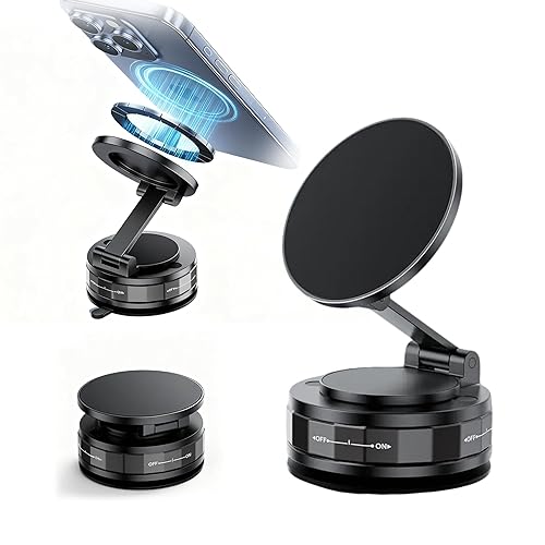 Magnetic Phone Holders for Your Car,360°Adjustable Car Mount,Vacuum Suction Cup Phone Mount (Black- Disc)