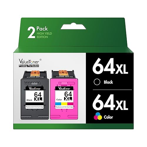 64XL Ink Cartridge Combo Pack for HP Ink 64 HP64 HP64xlblack and Color Combo Pack Works for HP Envy Inspire 7955e 7958e 7255e Photo 7155 7858 7155