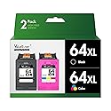 64XL Ink Cartridge Combo Pack for HP Ink 64 HP64 HP64xlblack and Color Combo Pack Works for HP Envy Inspire 7955e 7958e 7255e Photo 7155 7858 7155