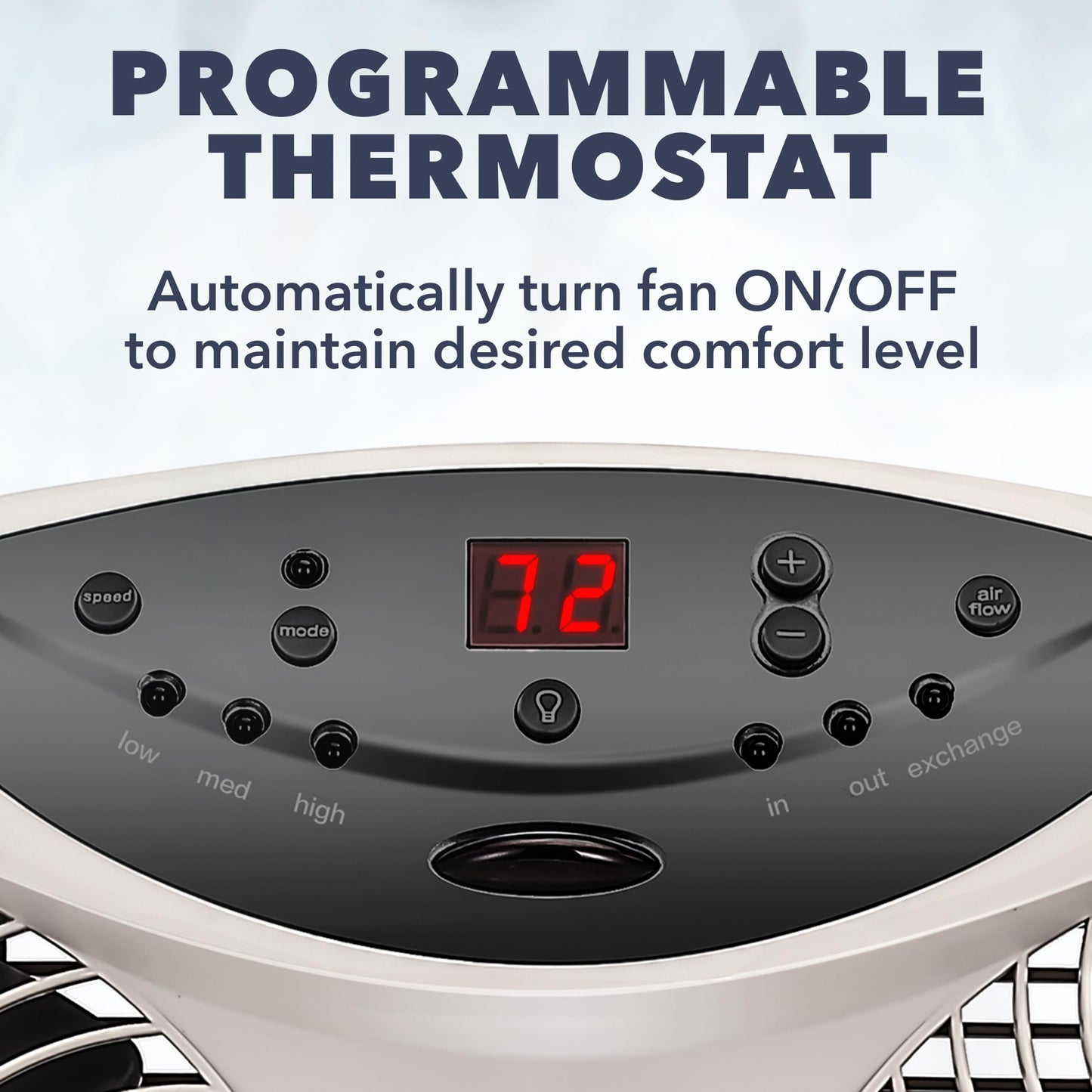 Bionaire Window Fan with Reversible Airflow Blades - 3-Speed Settings, Programmable Thermostat, LED Display, Remote Control, Fits 24-36" Windows, No