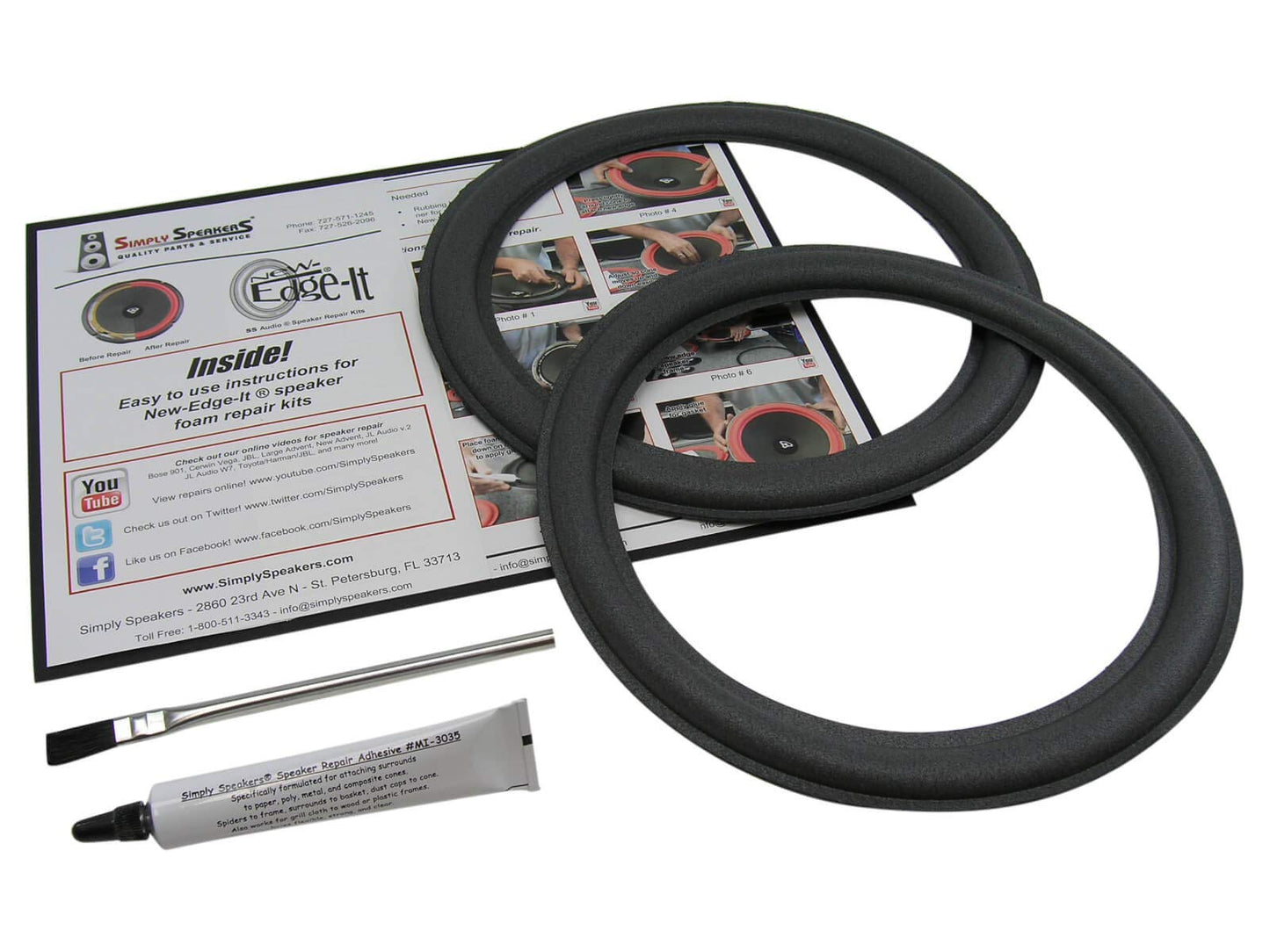 Large Advent 10 Inch Foam Speaker Repair Kit Masonite Frame FSK-10AD (Pair)