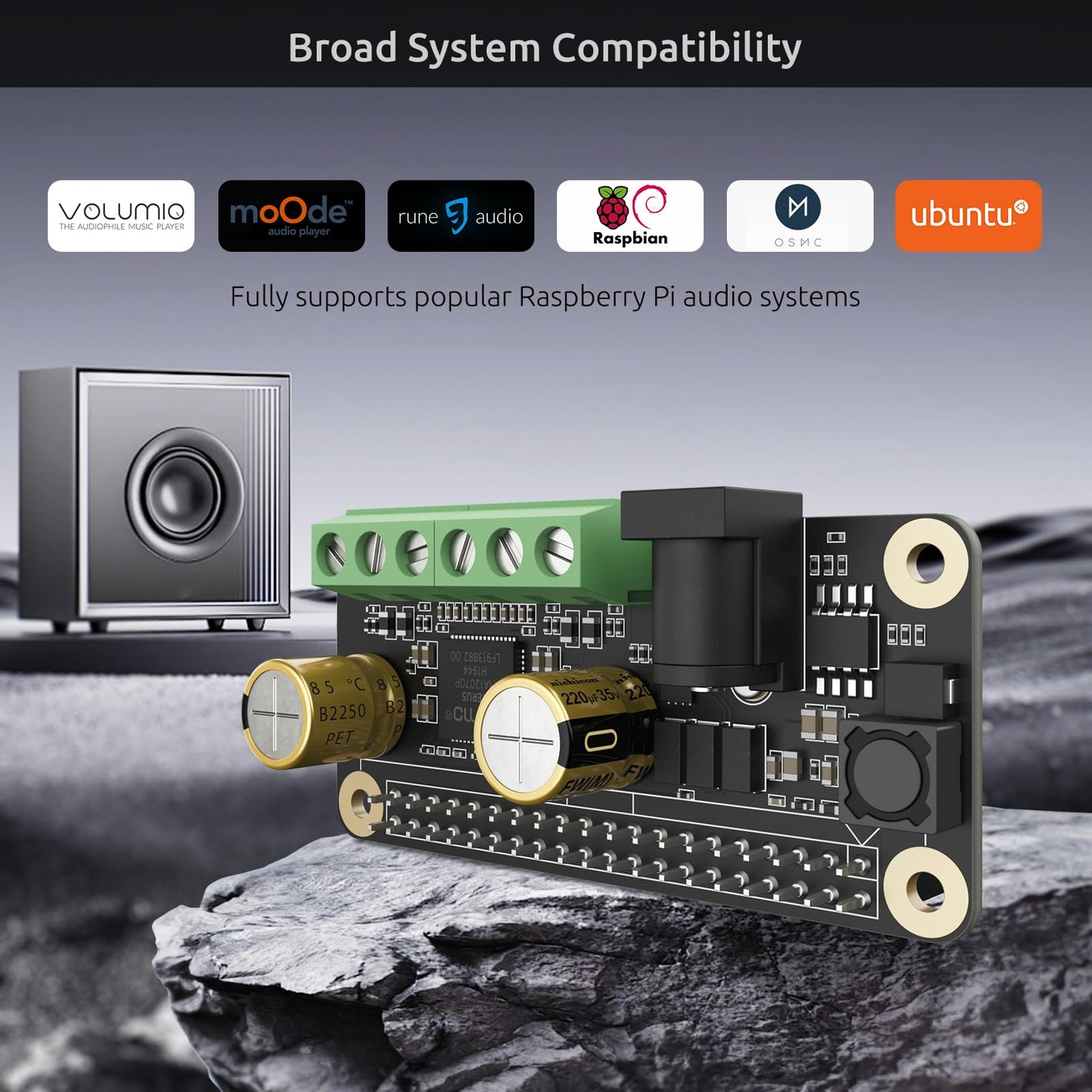 InnoMaker Audio Amplifier 2x80W Peak Output Class D HiFi AMP Pro Mini Hat 192KHz/24bit MA12070P for Raspberry Pi 5/4/Zero 2W Support Volumio, MoOde