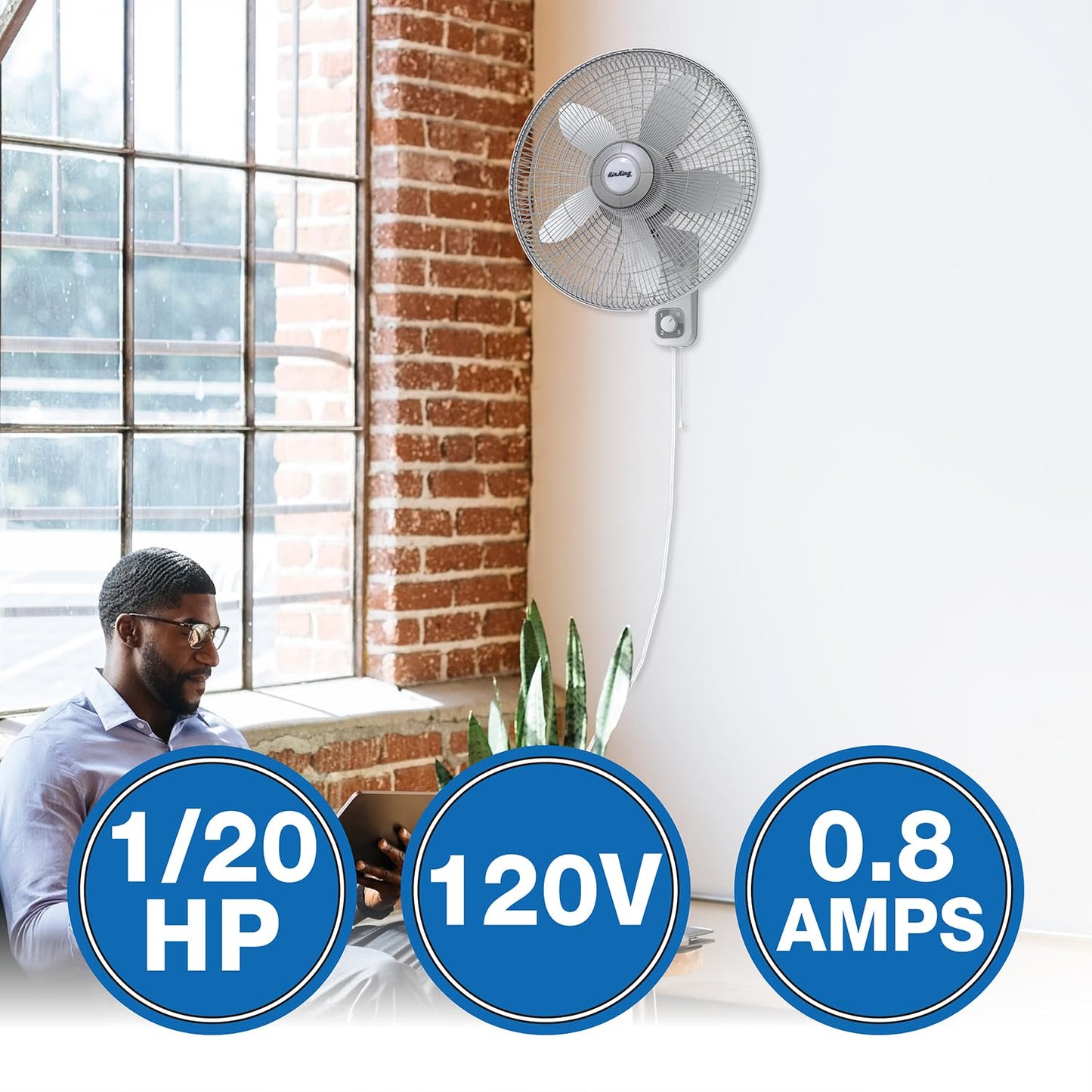 Air King 9018 Commercial Grade Oscillating Wall Mount Fan, 18-Inch , White