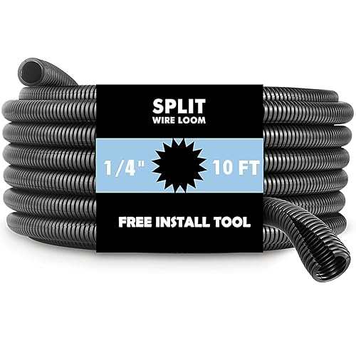 Automotive Split Wire Loom Tubing Wire Cover Flexible Conduit,Protective Split Cable Sleeves Plastic Cord Protectors for High Temperature Cable