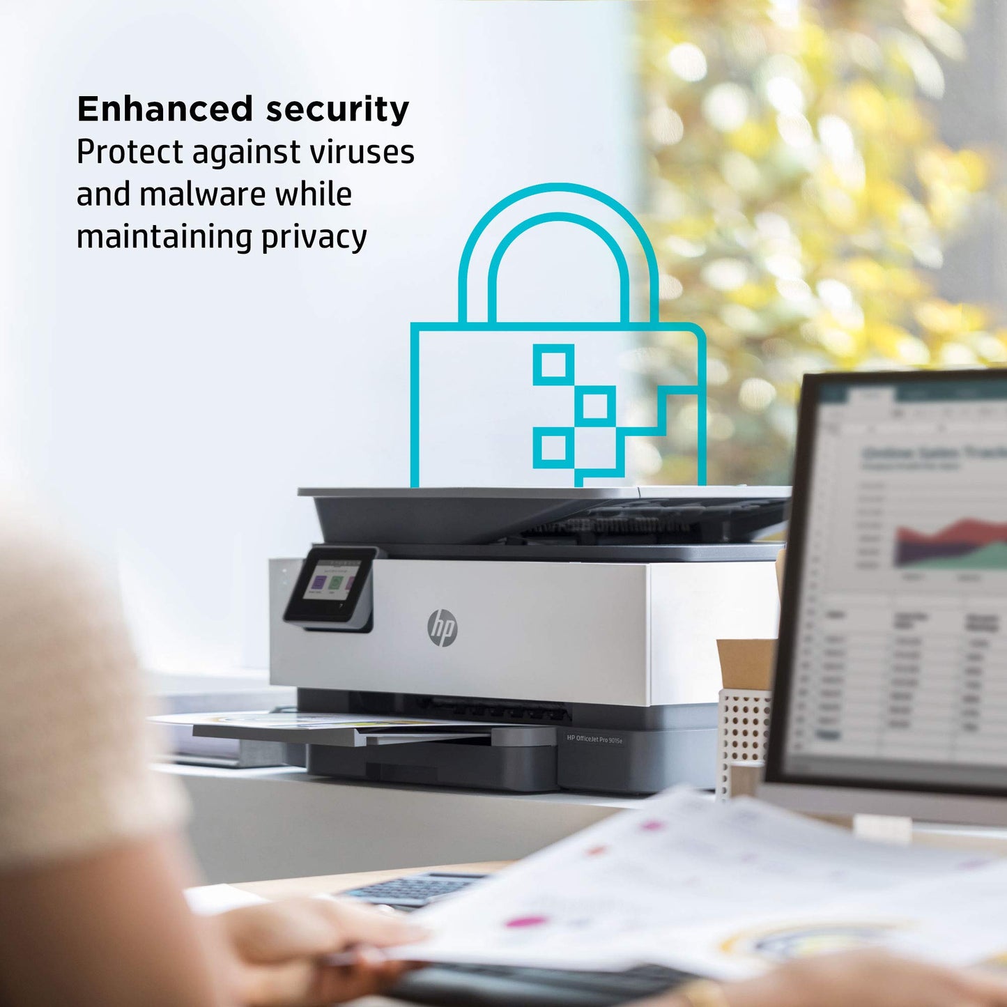 HP OfficeJet Pro 9015e Wireless Color All-in-One Printer with bonus 6 months Instant ink with HP+ (1G5L3A),Gray