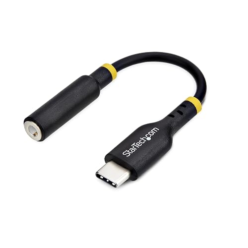 StarTech.com 5in (12.7cm) USB-C to 3.5mm TRRS Headphone/Headset Jack Audio Adapter, 32-bit DAC, USB C Aux Dongle for PC/Phone