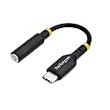 StarTech.com 5in (12.7cm) USB-C to 3.5mm TRRS Headphone/Headset Jack Audio Adapter, 32-bit DAC, USB C Aux Dongle for PC/Phone