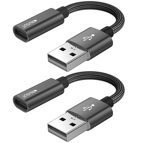 USB C Female to USB Male Adapter (2-Pack),Type C to USB A Charger Cable Adapter, Compatible with iPhone 16 15 15 Pro Max,iPad 2018,Samsung Galaxy…