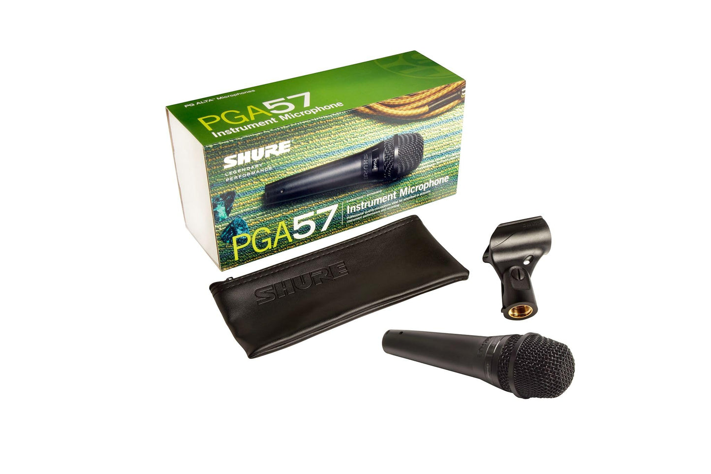 Shure PGA57 Dynamic Microphone - Professional Quality Instrument Mic with Cardioid Pick-up Pattern, 3-in XLR Connector, Stand Adapter and Zipper