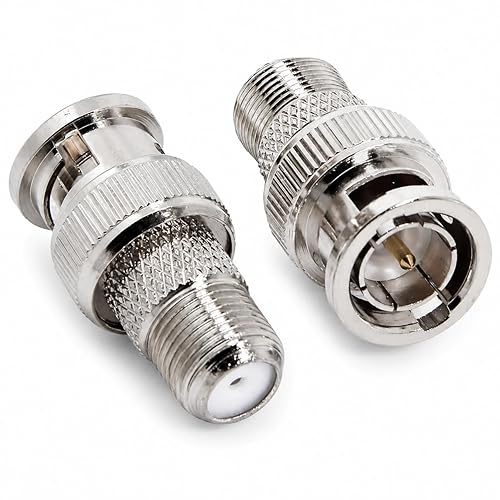 supmory F to BNC Adapter Connector BNC Male to F Female Coax Adapter 75 Ohm, Low-Loss Signal, Corrosion-Resistant Copper, 2-Pack Ideal for CCTV