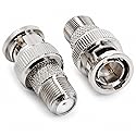 supmory F to BNC Adapter Connector BNC Male to F Female Coax Adapter 75 Ohm, Low-Loss Signal, Corrosion-Resistant Copper, 2-Pack Ideal for CCTV