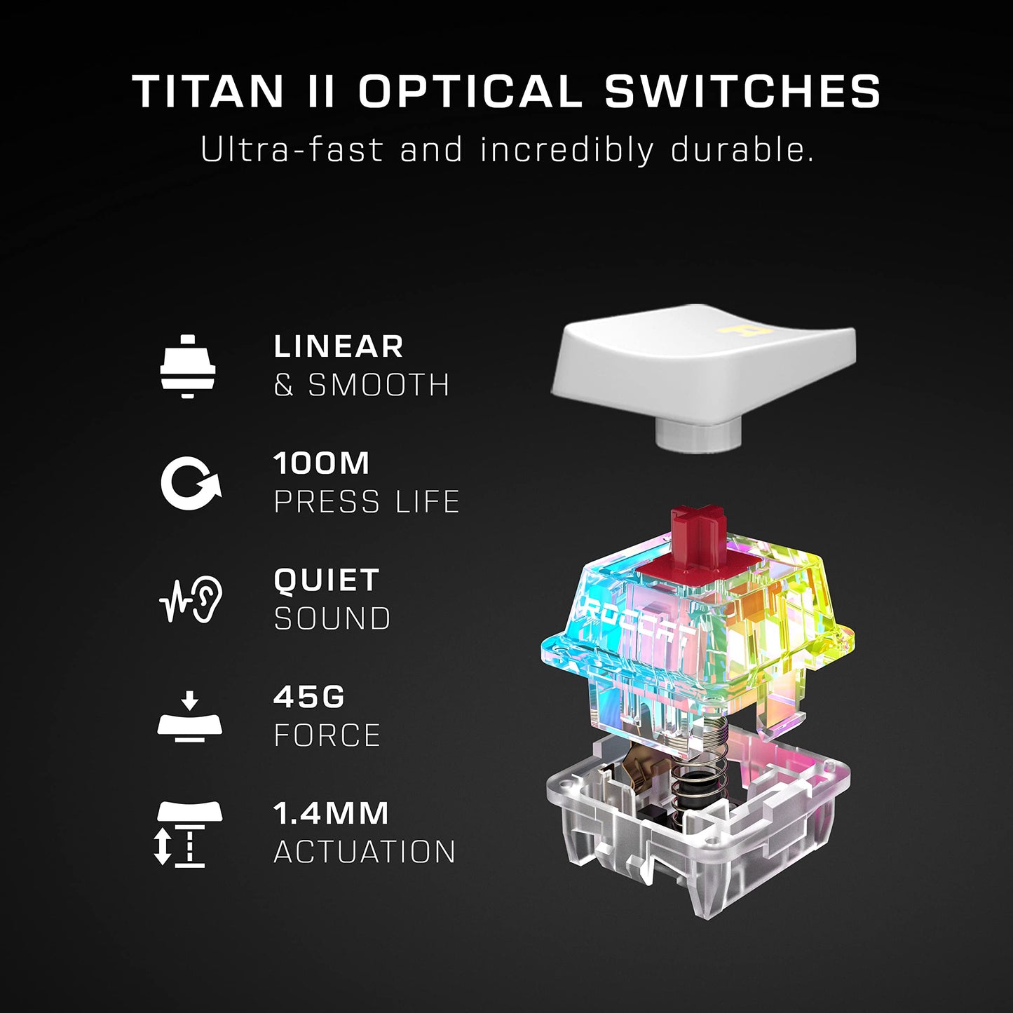 Roccat Vulcan II Mini-65% Optical PC Gaming Keyboard with Customizable RGB Illumination, Detachable Cable, Button Duplicator, On-board profiles