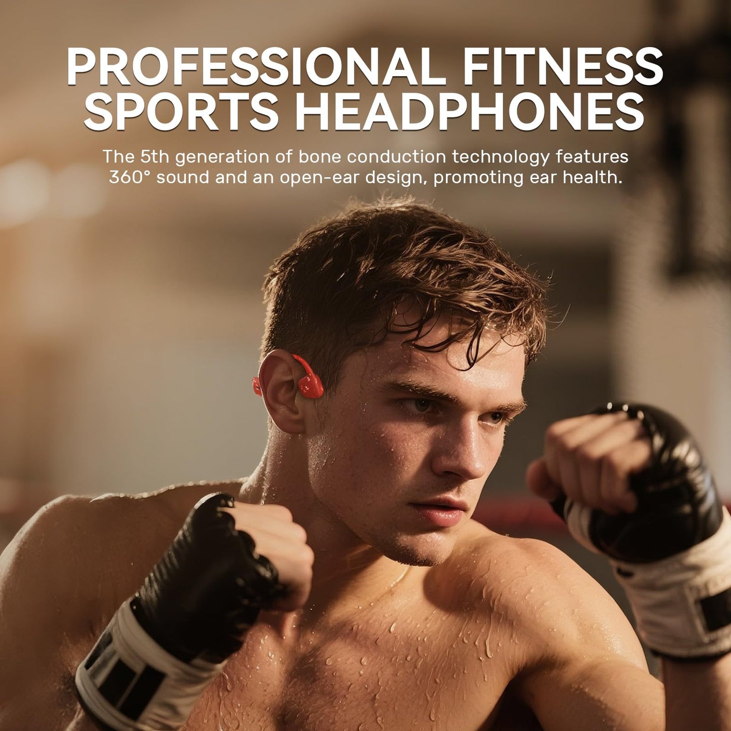 Rhyfell Swimming Headphones, IP68 Waterproof Bone Conduction Headphones, MP3 Mode 32GB Memory, 10H Playtime, Bluetooth 6.0, Open Ear Underwater