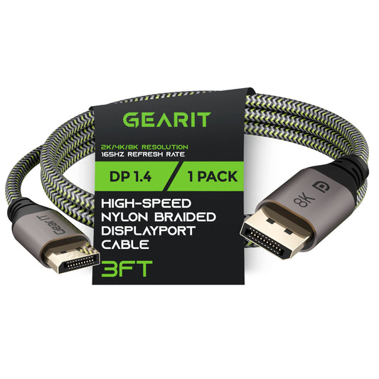 GEARit DisplayPort to DisplayPort Cable 1.4 (8K@60Hz, 4K@144Hz, 2K@165Hz), 3.3 Feet, 1 Pack
