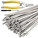 Dehapia Stainless Steel Zip Ties Heavy Duty (120 PCS) with Metal Cutter, 11.8 Inch Self-Locking Cable Ties for Chain Link Fence, Outdoor, Electrical