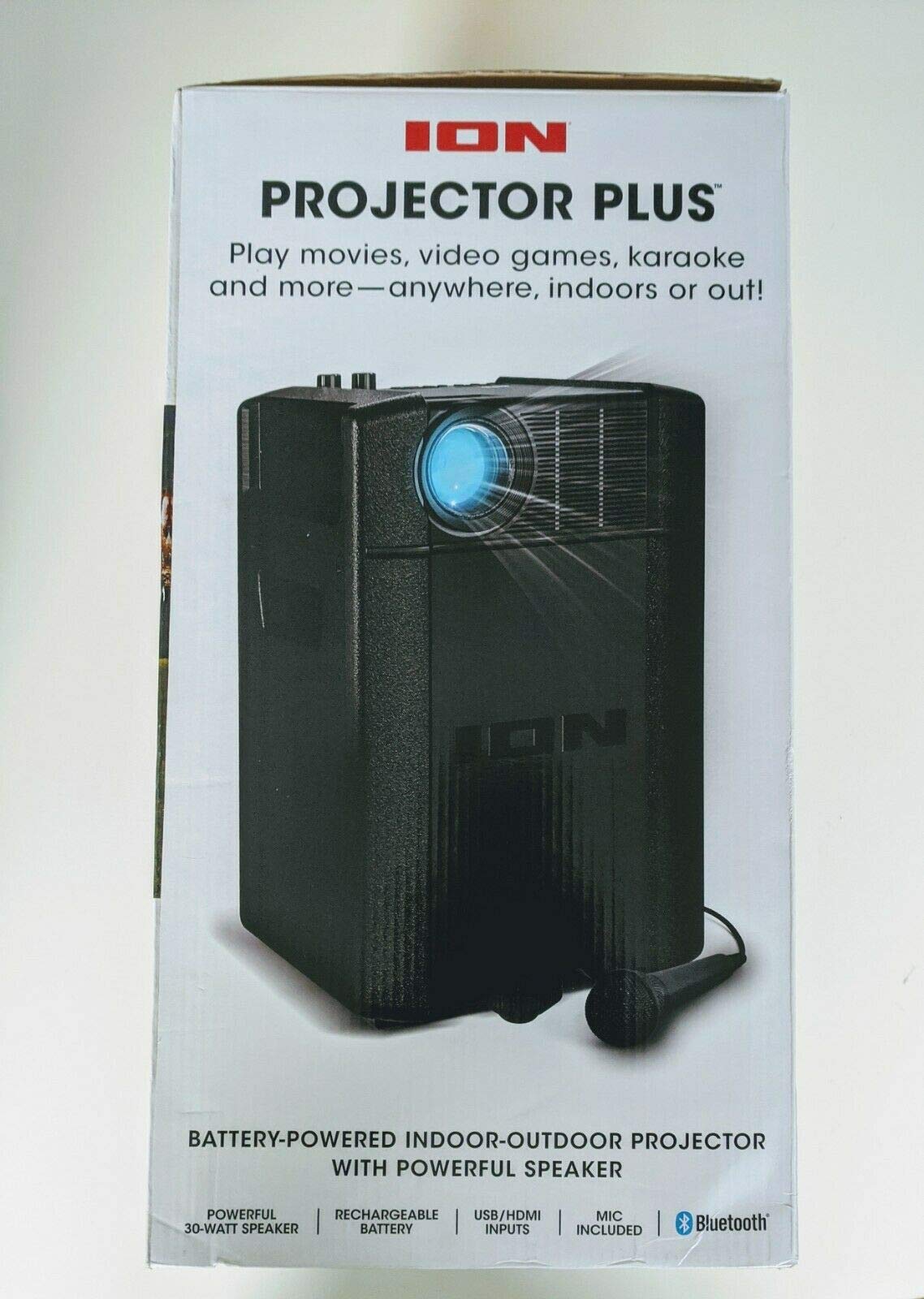 Ion Projector Plus Bluetooth 30-150" Battery Indoor-Outdoor-Karaoke-Speaker HDMI