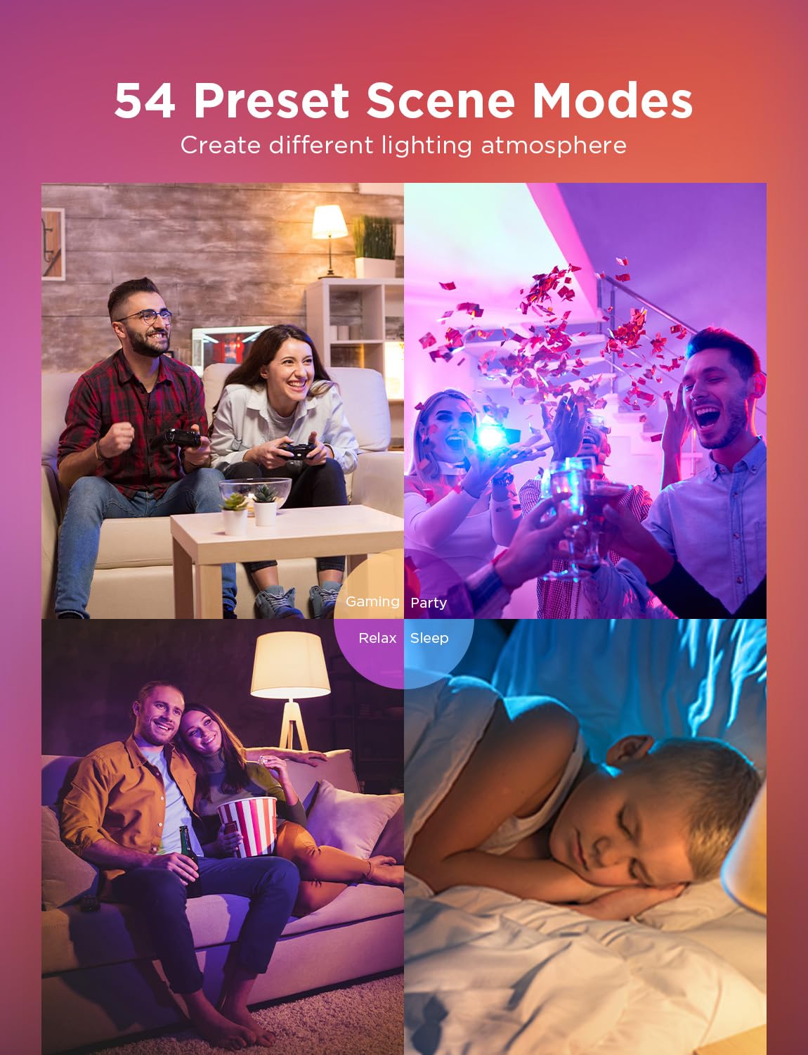 Govee A19 LED Light Bulb, WiFi Bluetooth Smart Light Bulbs, Multi-Color & Warm to Cool White Lighting, 800LM, 2700K-6500K, E26 Base for Bedroom Living