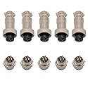 Aviation Connector Plug, 5 Pcs GX12 4 Pin Thread Female Socket Panel Metal Aviation Wire Connector 5A&5 Pcs GX12 4 Pin Male Socket Panel Metal