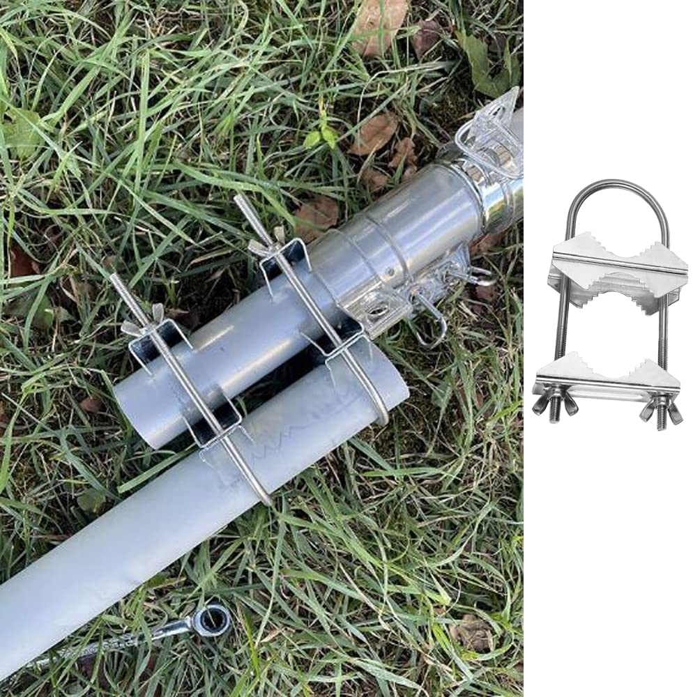 Double Antenna Mast Clamp Heavy Duty Pole to Pole Mounting Kit V Jaw Block with U-Bolt Mounting Hardware for TV CB Ham Antenna Parasols Flags