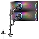 Mount-It! Dual Ultrawide Monitor Desk Mount for 17-49” Screens, Height-Adjustable Stacking Arms with Pole, Heavy Duty Gas Spring, Full Motion, VESA