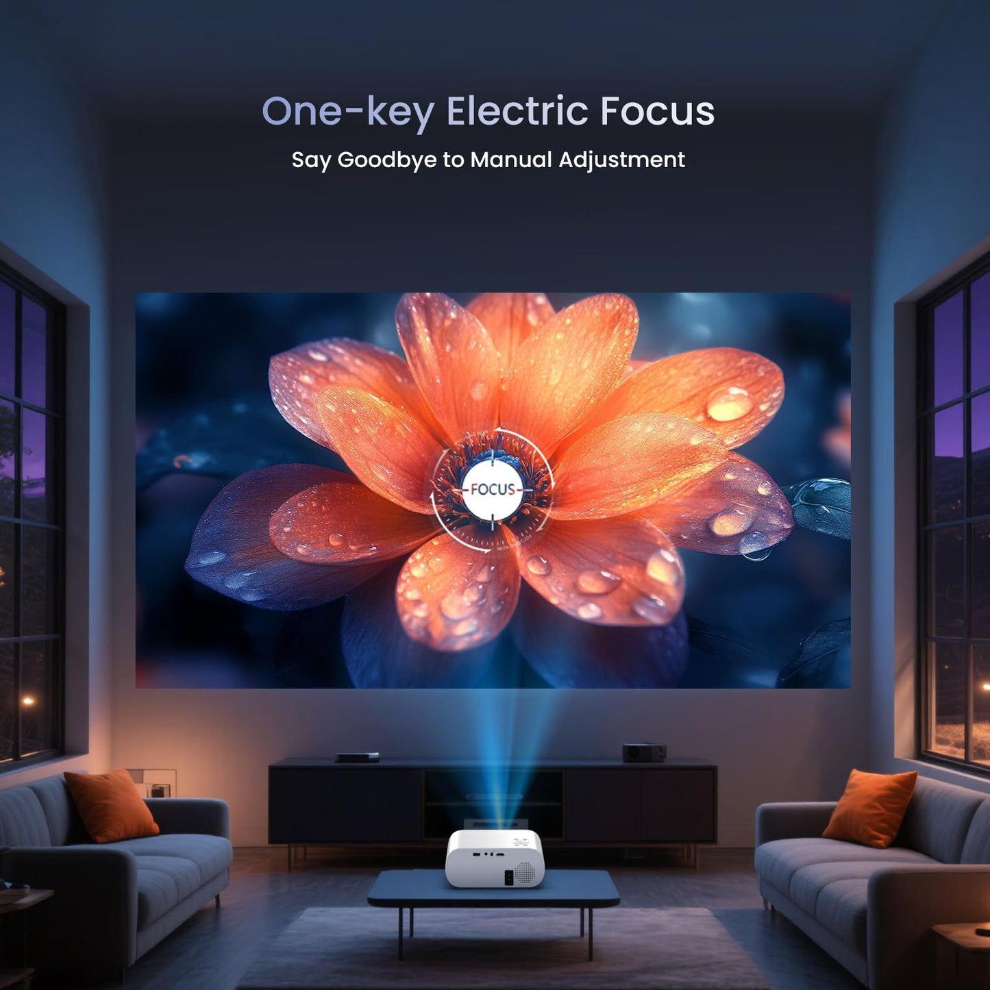 HOMPOW Projector, Native 1080P Full HD Bluetooth Projector with Speaker, 9500 Lumens Outdoor Portable Movie Mini Projector Compatible with Laptop