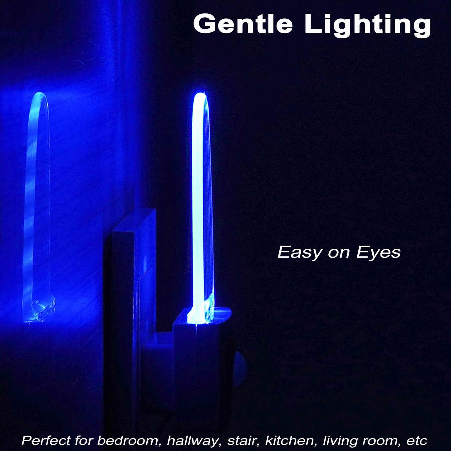 GREENIC Blue Motion Sensor Night Light Plug in 2 Pack, 0.5W LED Motion Detector Night Light Lamp, Automatic Motion Activated Nightlights for Modern