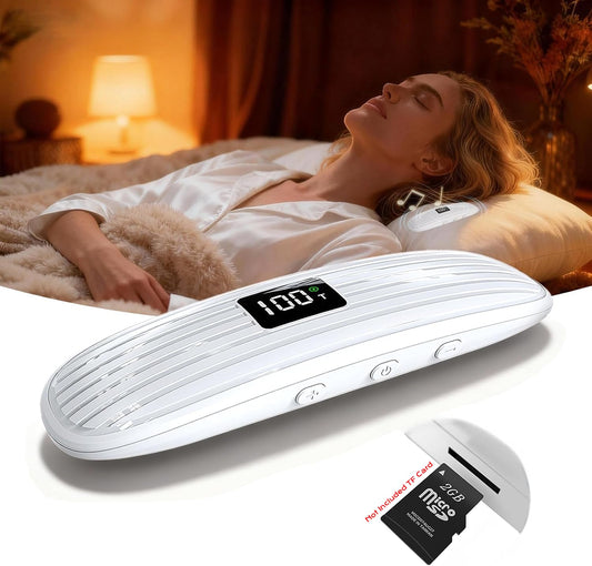 ByteWave Bone Conduction Under Pillow Sleep Speaker, Ultra-Thin Wireless Bluetooth 5.3 Mini Pillow Speaker with LED Display,TF Card,Auto-Off, Private