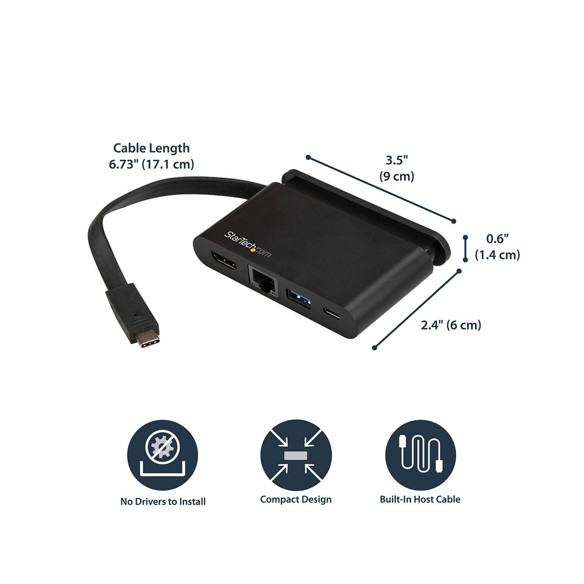 StarTech USB-C Mini Dock with 4K HDMI Ultrawide, 100W PD, GbE, USB-A/C