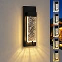 iYogaled Modern Outdoor Wall Lights with Crystal Bubble Glass, 12 Inch Waterproof Exterior Sconce, 5CCT Adjustable & Dimmable Porch Lights, Black