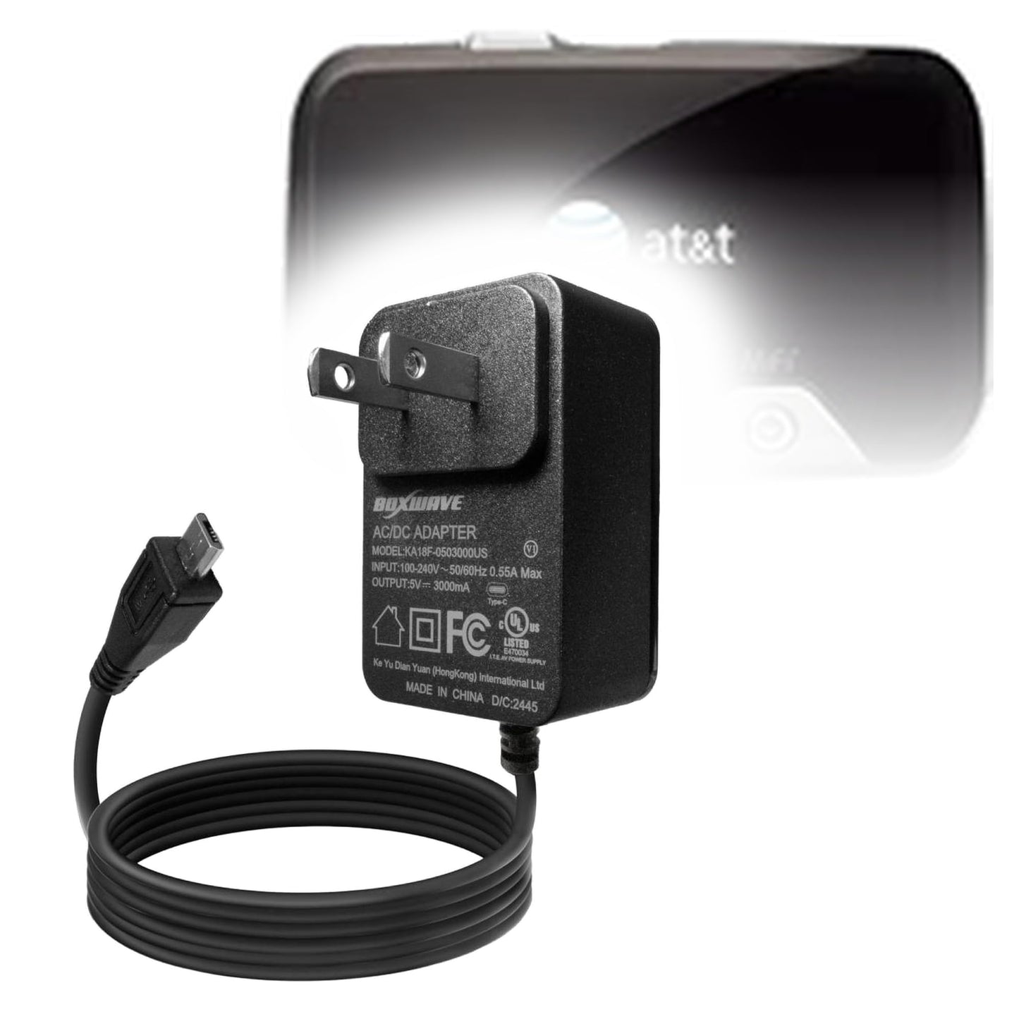 BoxWave Charger Compatible with AT&T Mobile Hotspot MiFi 2372 - Wall Charger Direct (15W), Rapid Charge Your Device with Built-in 3ft Cable