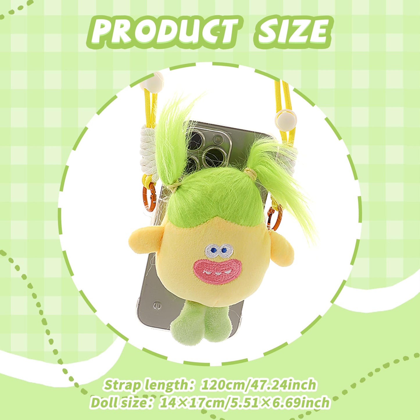 RACIOCK 17cm Doll Phone Lanyard Crossbody for Women & Teens with Adjustable Anti Theft Strap & Holder for All Phones, Universal Cell Phone Neck