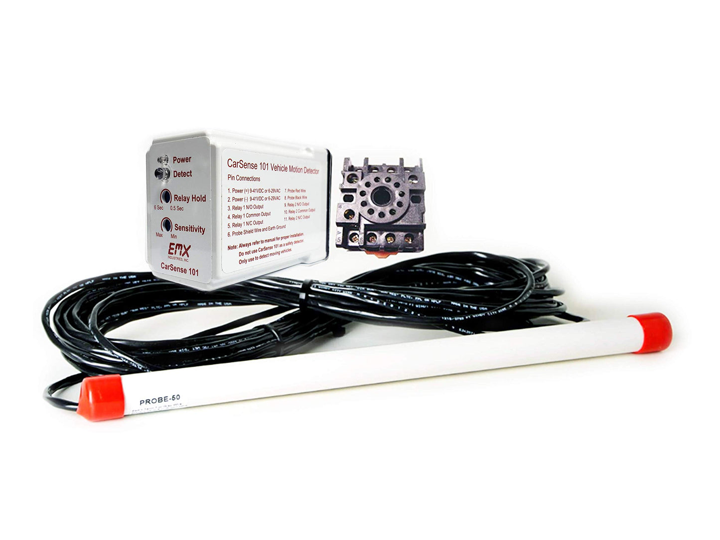 EMX Sensor Probe Carsense 101 Complete Set for 50ft / 9...41VDC (12Volt / 24Volt) Outdoor Buried Driveway Vehicle Gate Motion Detector