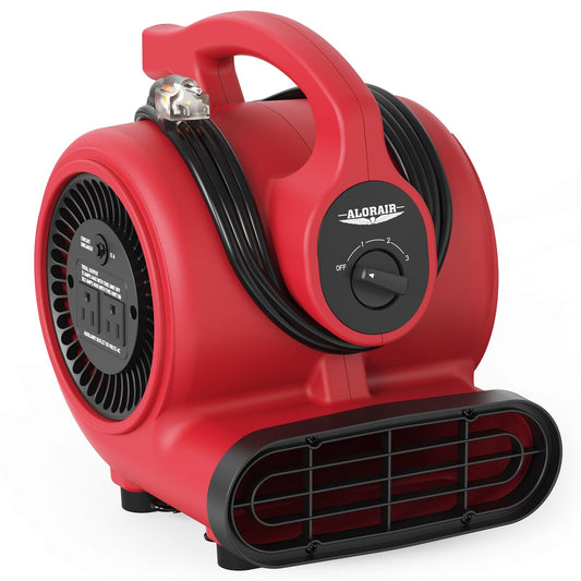 ALORAIR 3 Speed Air Mover Blower Fan 115W 600CFM Utility Floor Fan - Red