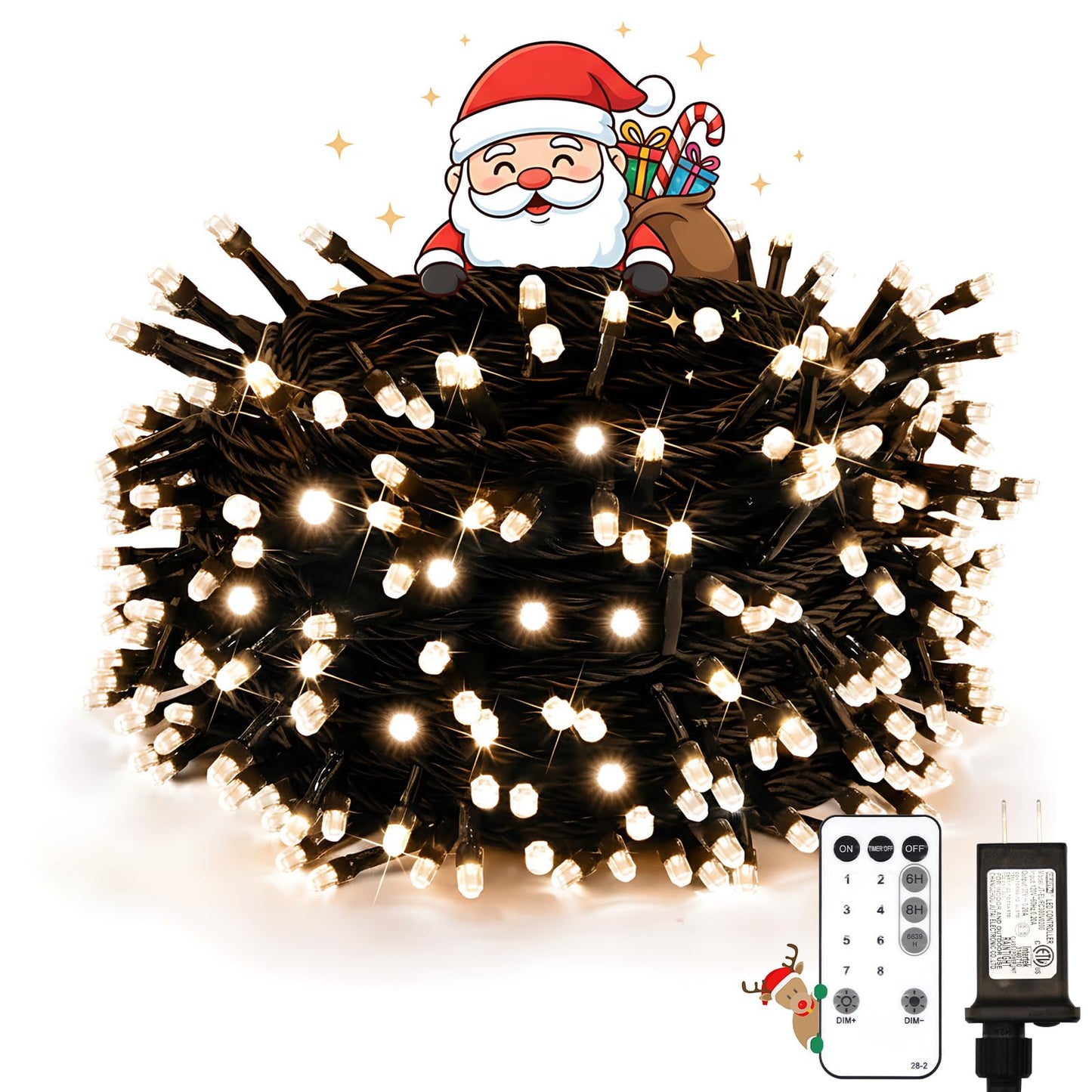 suddus White Christmas Tree Lights Outdoor, 66ft 200 LED Christmas String Lights with 8 Modes, Twinkle Lights for Christmas Tree, Bedroom, Backyard