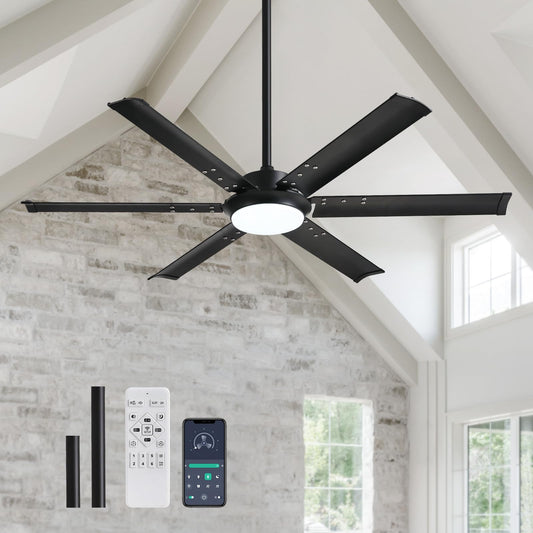 CROSSIO 52 Inch Modern Ceiling Fan with Lights & Remote Control, Industrial