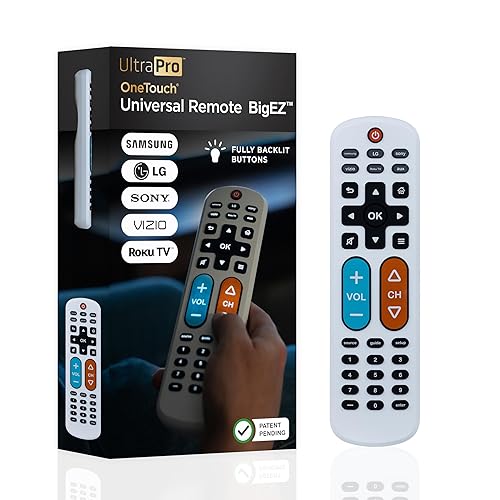 UltraPro BigEZ OneTouch Big Button Universal TV Remote for Seniors, Easy to Use, Replacement Remote for Samsung, LG, Sony, Vizio, Roku TV, Streaming