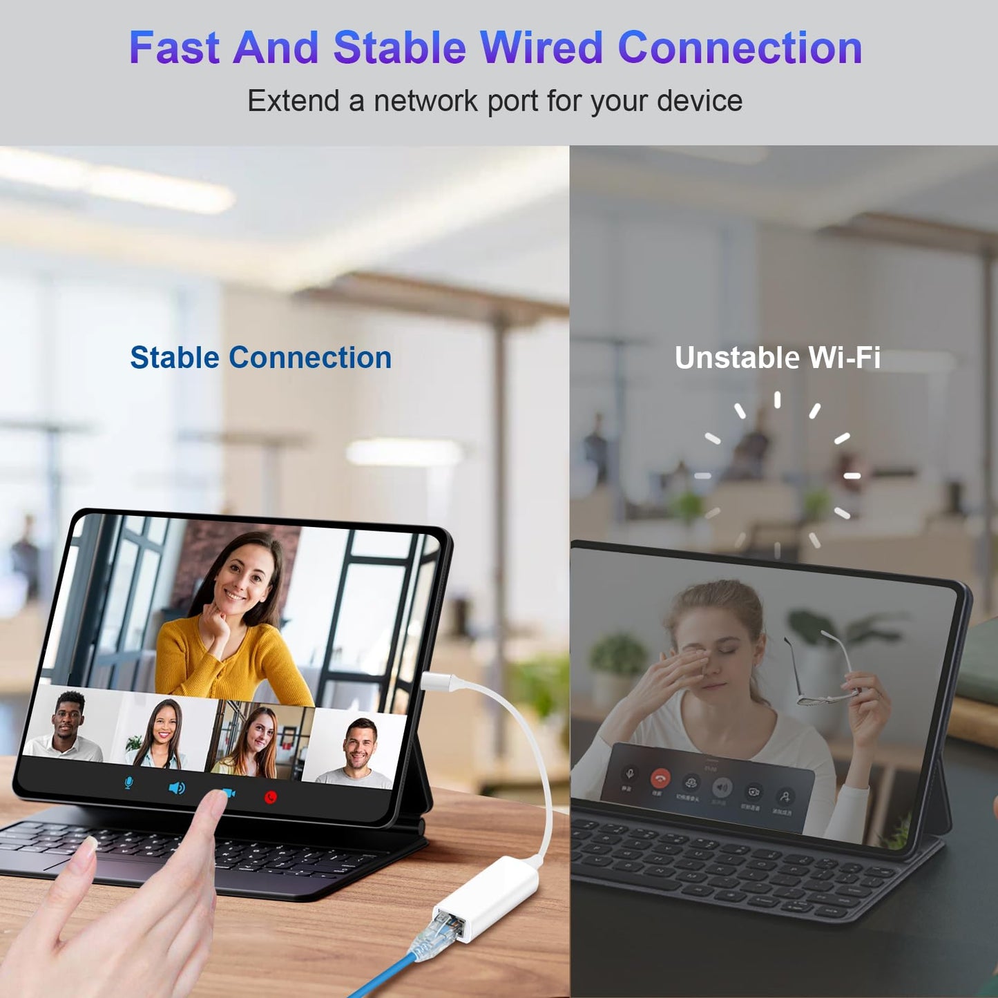 Junsky [MFi Certified] Lightning to Ethernet Adapter, 100Mbps Lightning to RJ45 Ethernet LAN Network Adapter, Compatible for i-Phone