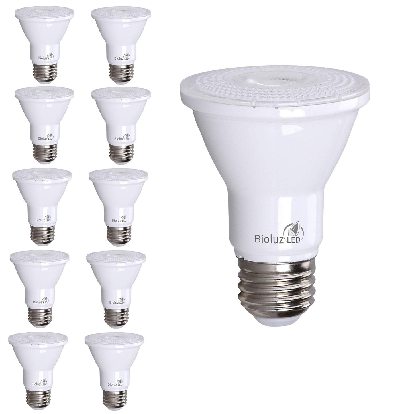 Bioluz LED PAR20 Light Bulbs 10 Pack, Dimmable LED Light Bulb 5.5W = 75W, Soft White 3000K, Daylight LED, E26, 40° Beam, Energy Efficient, UL Listed