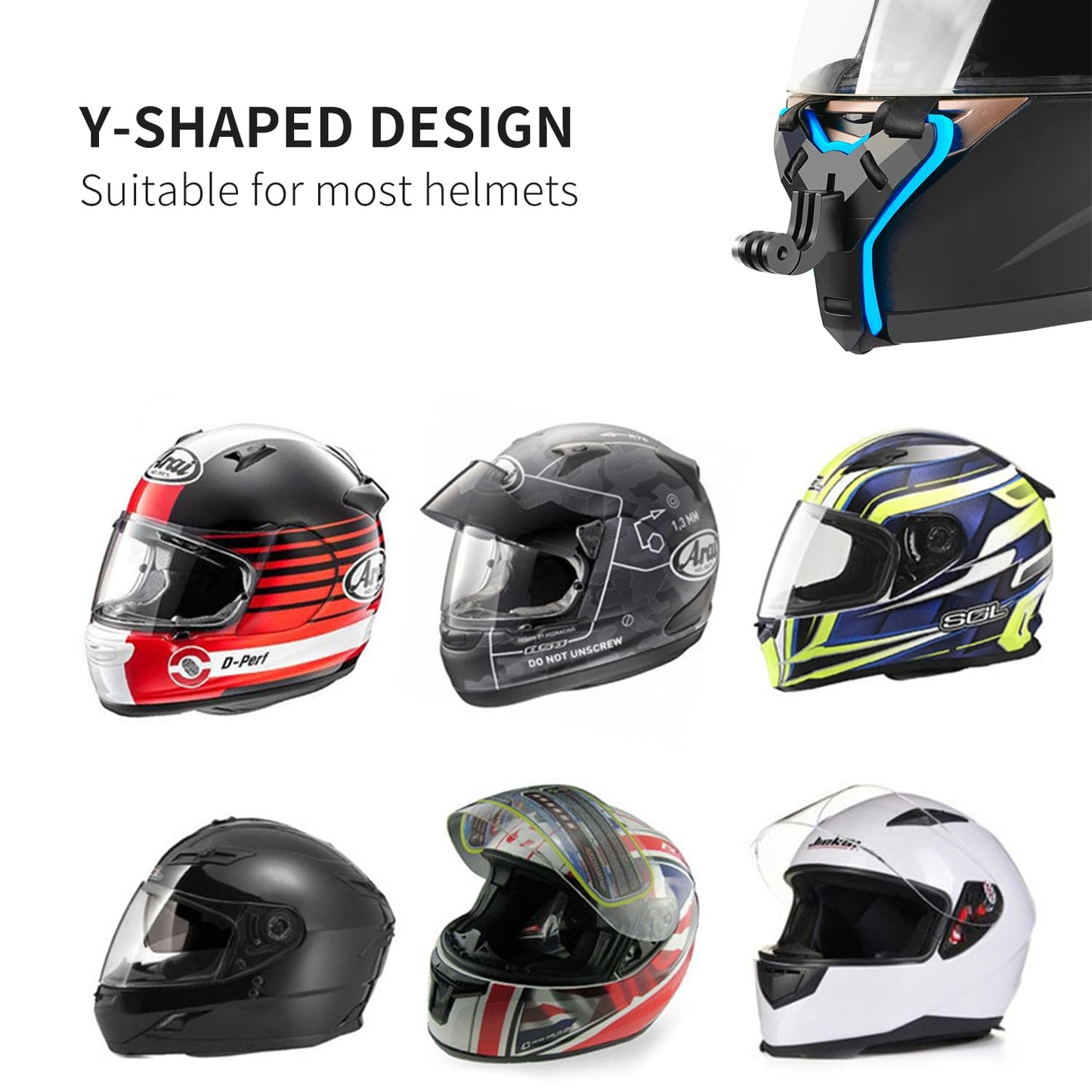 Motorcycle Helmet Chin Strap Mount Compatible for GoPro Hero 13/12/11/10/9/8/7/(2018), 6, Hero Black, for Insta 360 X3 GO3, Yi, SJCAM, for DJI Action