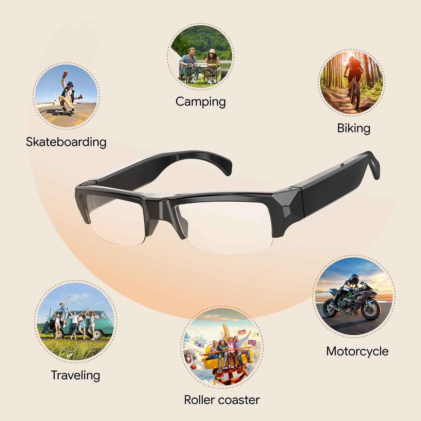 DUVIX Mini Camera Glasses with 64GB Card HD 1080P Video Glasses with Motion Detection for Outdoor Indoor