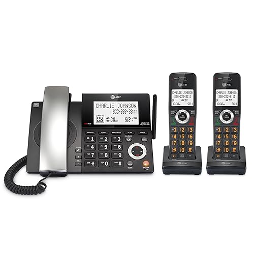 AT&T DECT 6.0 Corded/Cordless Home Phone with 2-Handset and Answering Machine, Smart Call Blocker, Caller ID, Large Backlit Display, Big Button
